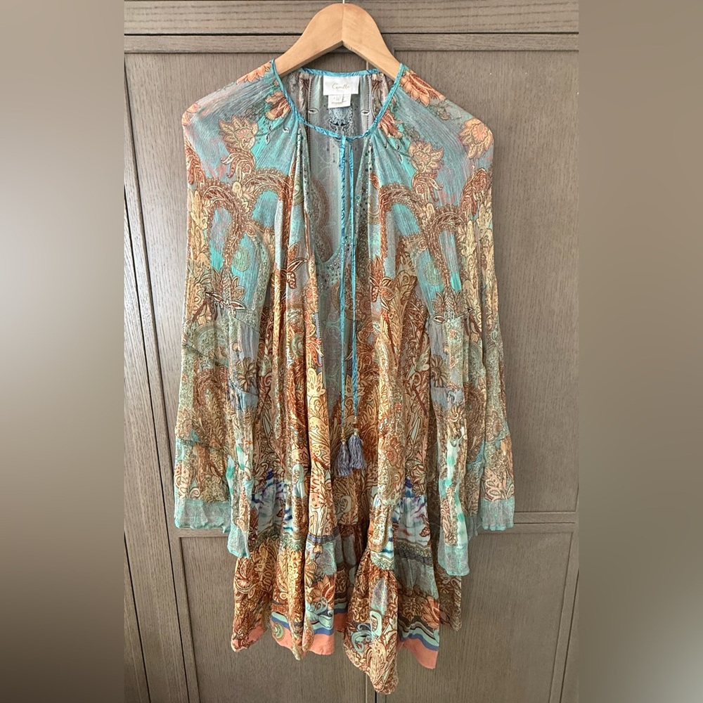 Camilla A-Line Gathered Panel Dress
Make Love Not War- Turquoise